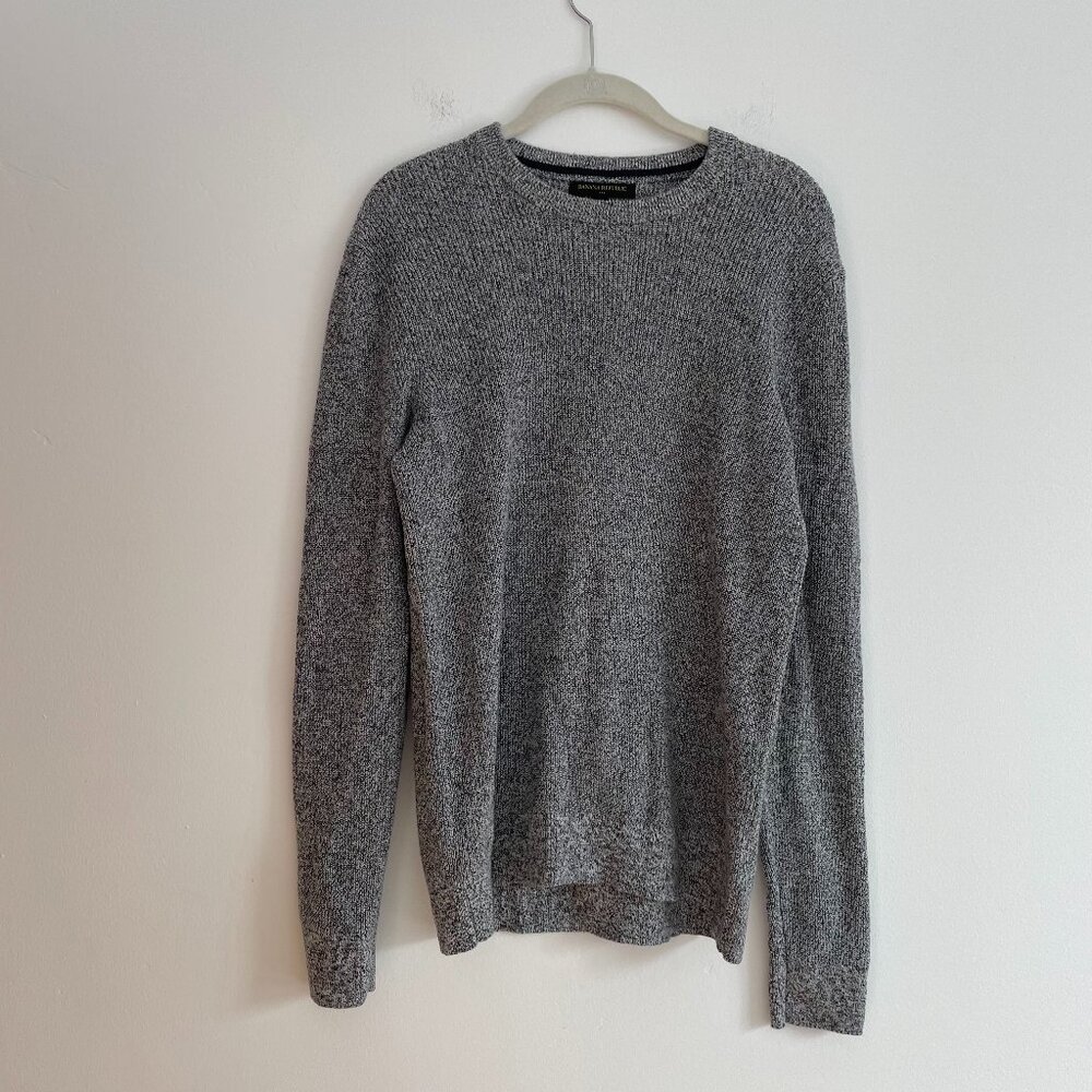 Banana Republic Factory Marled Sweater Gray Chunky Minimalist Office Neutral M